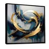 Golden grey Abstract Fractal Whirls of serenity II - Abstract Canvas Wall Art