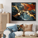 Gold and Green Serene abstract marble dream V - Abstract Canvas Wall Art