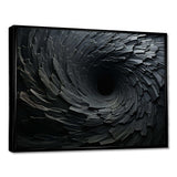 Black Spiraling fractal sprial - Abstract Canvas Wall Art