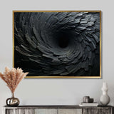 Black Spiraling fractal sprial - Abstract Canvas Wall Art