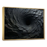 Black Spiraling fractal sprial - Abstract Canvas Wall Art