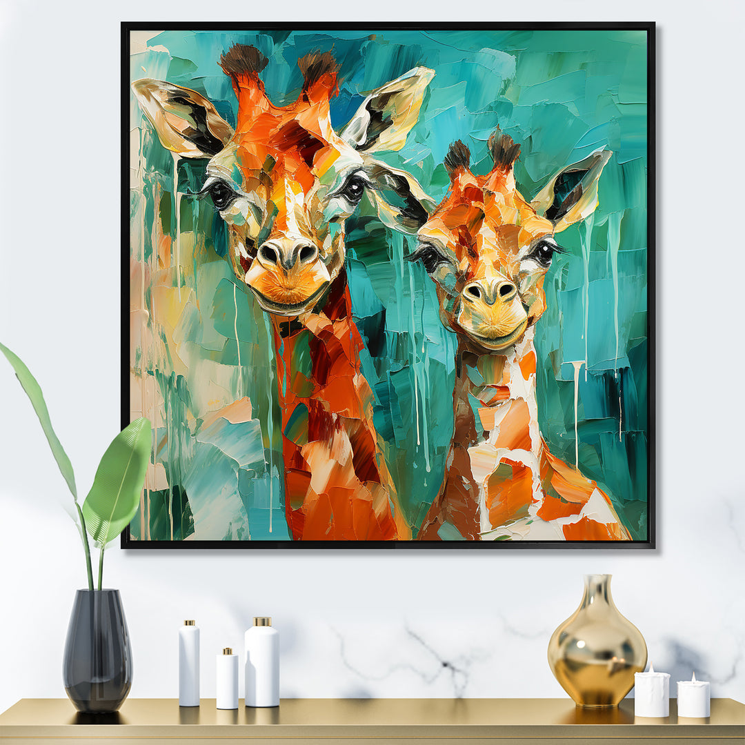 Majestic Giraffe Melody - Orange Giraffe Wall Art