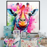 Colorful Majestic Giraffe Melody - Pink Giraffe Wall Art
