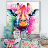 Colorful Majestic Giraffe Melody - Pink Giraffe Wall Art