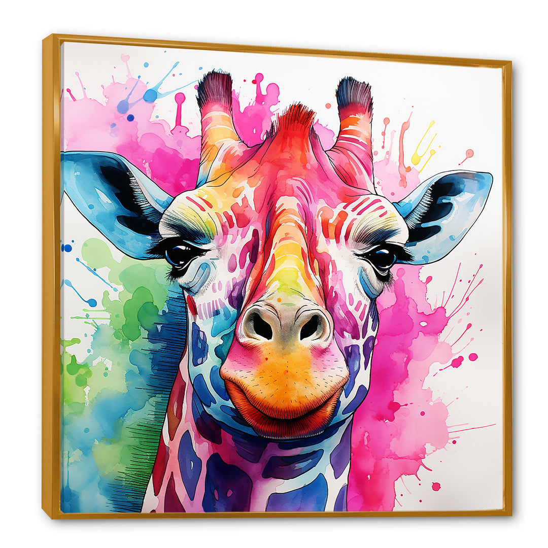 Colorful Majestic Giraffe Melody - Pink Giraffe Wall Art
