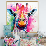 Colorful Majestic Giraffe Melody - Pink Giraffe Wall Art