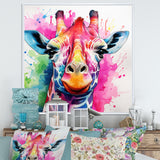 Colorful Majestic Giraffe Melody - Pink Giraffe Wall Art