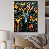 Yellow and green African Deer pattern - Deer Large Canvas Wall Art