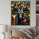 Yellow and green African Deer pattern - Deer Large Canvas Wall Art