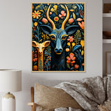 Yellow and green African Deer pattern - Deer Large Canvas Wall Art