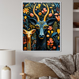 Yellow and green African Deer pattern - Deer Large Canvas Wall Art