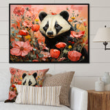 Panda blooms meadow - White Panda Wall Art