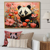 Panda blooms meadow - White Panda Wall Art