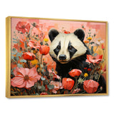 Panda blooms meadow - White Panda Wall Art
