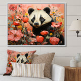 Panda blooms meadow - White Panda Wall Art