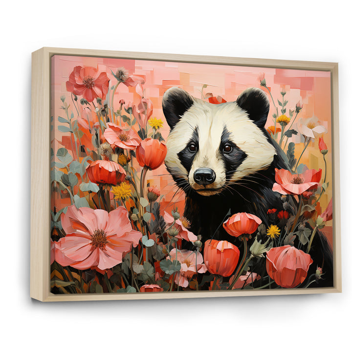 Panda blooms meadow - White Panda Wall Art