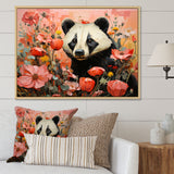 Panda blooms meadow - White Panda Wall Art