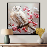 Snowy owl winter blooms perch II - Animals Canvas Wall Art