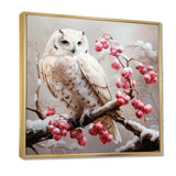 Snowy owl winter blooms perch II - Animals Canvas Wall Art