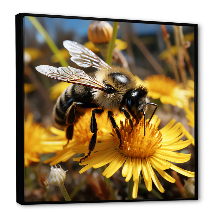 Pollen fuzzy buzz bumble bee - Bee Large Canvas Wall Art