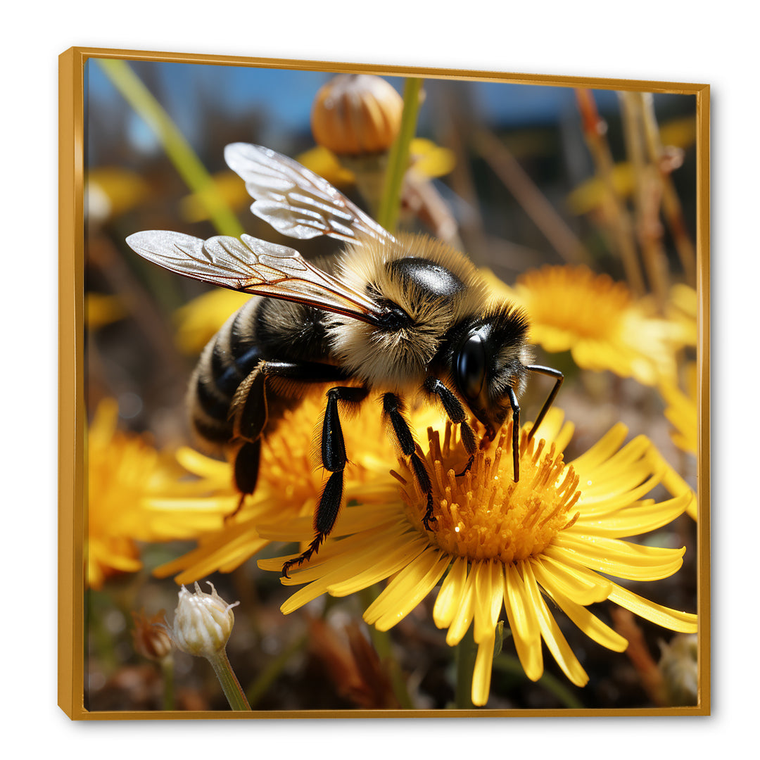 Pollen fuzzy buzz bumble bee - Bee Large Canvas Wall Art