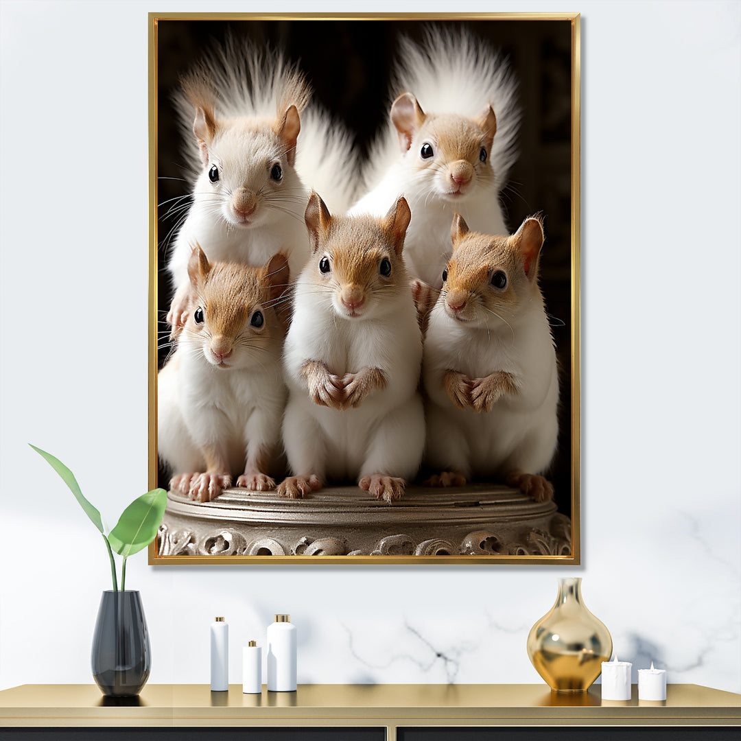 Charming Squirrel Gathering - Squirrel Living Room Wall Art