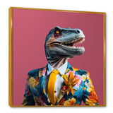 Yellow and pink Fashion first dressed Dinosaur - Dinosaur Large Canvas Wall Art