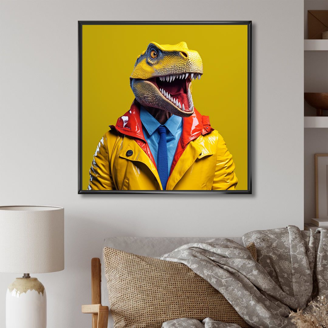 Yellow and blue Fashion first suited Dinosaur - Dinosaur Home Decor Art
