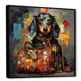 Cute Dog dachshund portrait with L V bag - Dog Bedroom Wall Art