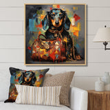 Cute Dog dachshund portrait with L V bag - Dog Bedroom Wall Art