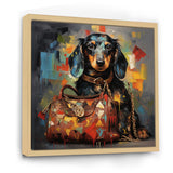 Cute Dog dachshund portrait with L V bag - Dog Bedroom Wall Art