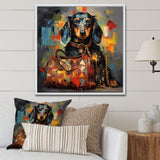 Cute Dog dachshund portrait with L V bag - Dog Bedroom Wall Art