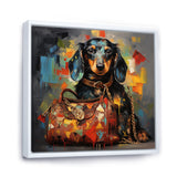 Cute Dog dachshund portrait with L V bag - Dog Bedroom Wall Art