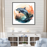 Forest Frolic Gradient Dolphin - Dolphin Canvas Wall Art