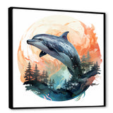 Forest Frolic Gradient Dolphin - Dolphin Canvas Wall Art