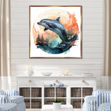 Forest Frolic Gradient Dolphin - Dolphin Canvas Wall Art