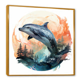 Forest Frolic Gradient Dolphin - Dolphin Canvas Wall Art