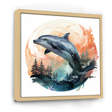 Forest Frolic Gradient Dolphin - Dolphin Canvas Wall Art