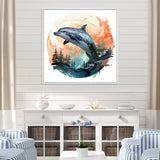 Forest Frolic Gradient Dolphin - Dolphin Canvas Wall Art