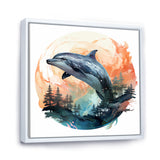 Forest Frolic Gradient Dolphin - Dolphin Canvas Wall Art