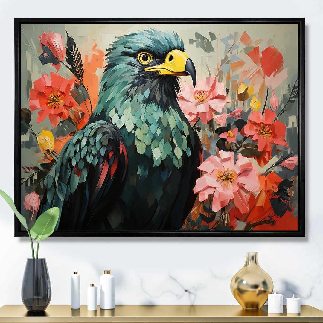 Green Vibrant floral Eagle Portrait - Eagle Wall Art Prints