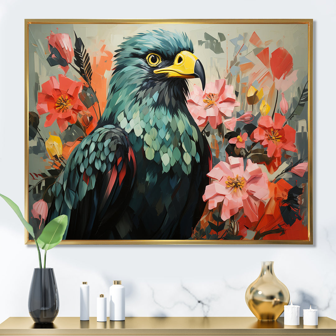 Green Vibrant floral Eagle Portrait - Eagle Wall Art Prints