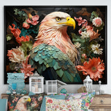 Pink Vibrant floral Eagle Portrait - Pink Eagle Wall Art