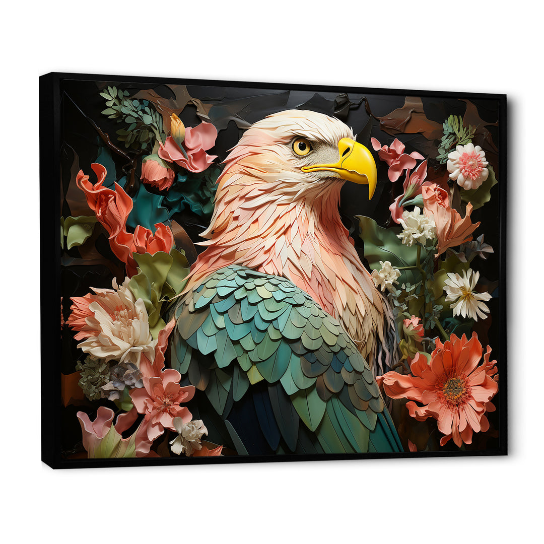 Pink Vibrant floral Eagle Portrait - Pink Eagle Wall Art