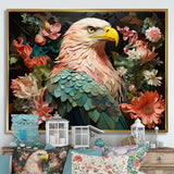 Pink Vibrant floral Eagle Portrait - Pink Eagle Wall Art