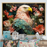 Pink Vibrant floral Eagle Portrait - Pink Eagle Wall Art