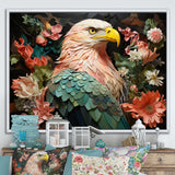 Pink Vibrant floral Eagle Portrait - Pink Eagle Wall Art
