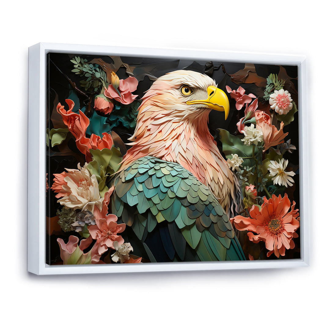 Pink Vibrant floral Eagle Portrait - Pink Eagle Wall Art