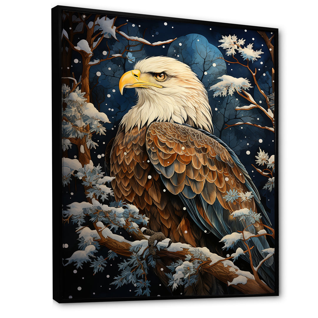 Snowy eagle scene - White Eagle Wall Art