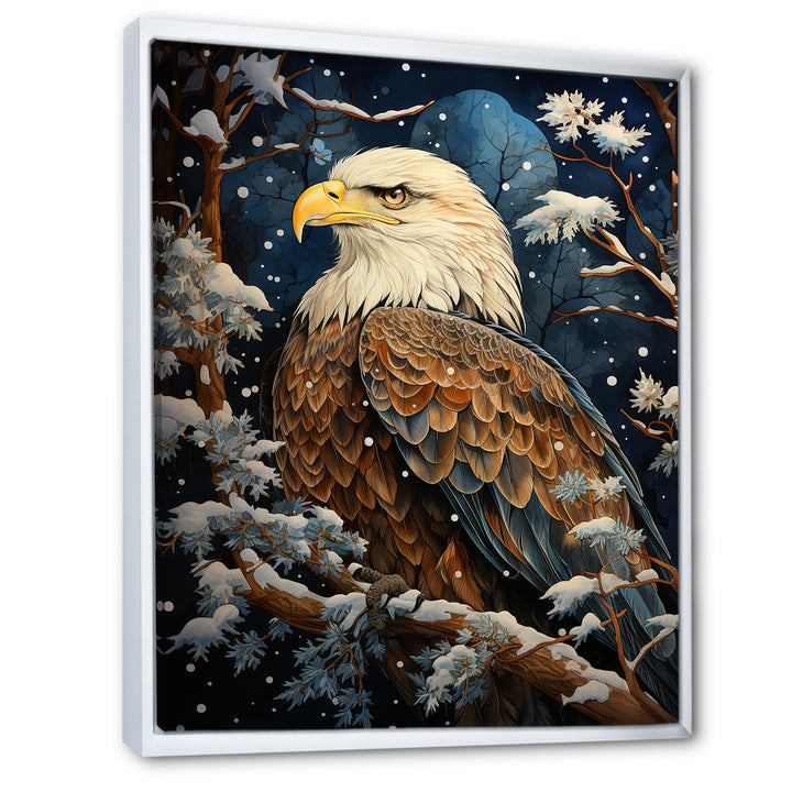 Snowy eagle scene - White Eagle Wall Art